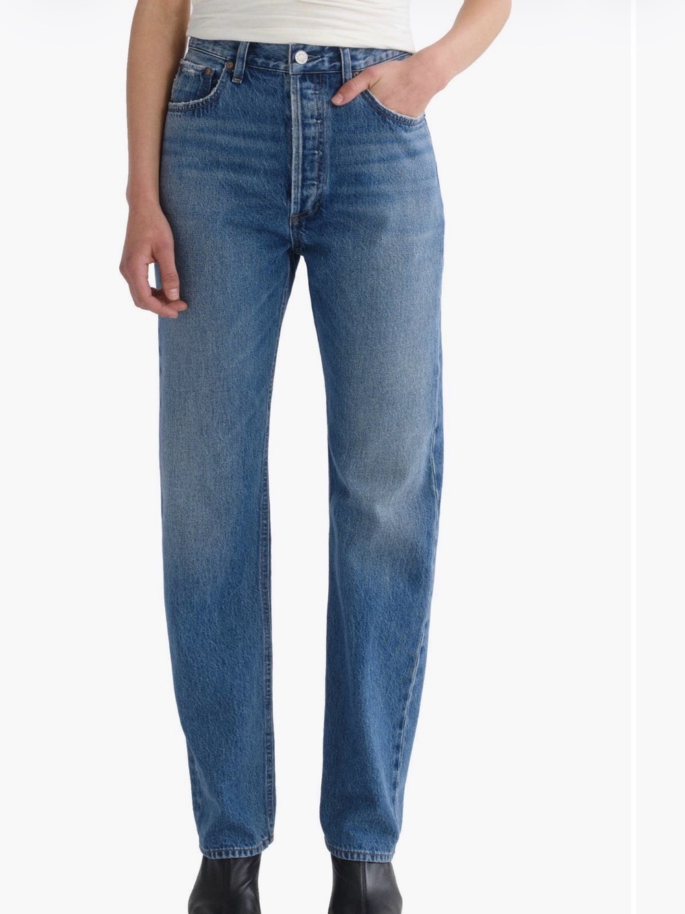 Agolde 90s Straight Leg Jeans in Medium Blue Wash Size 28